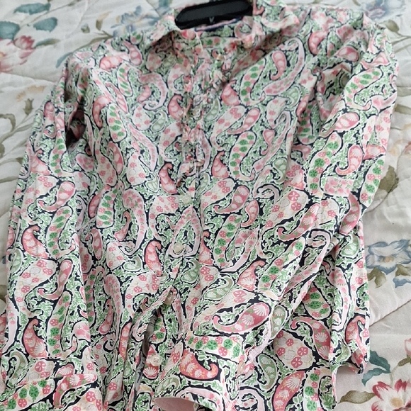Vineyard Vines Pink and Green Paisley Shirt - Picture 1 of 6